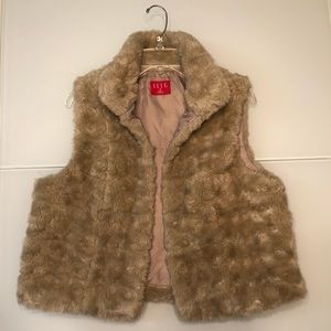 TAN FAUX FUR VEST- BARELY WORN